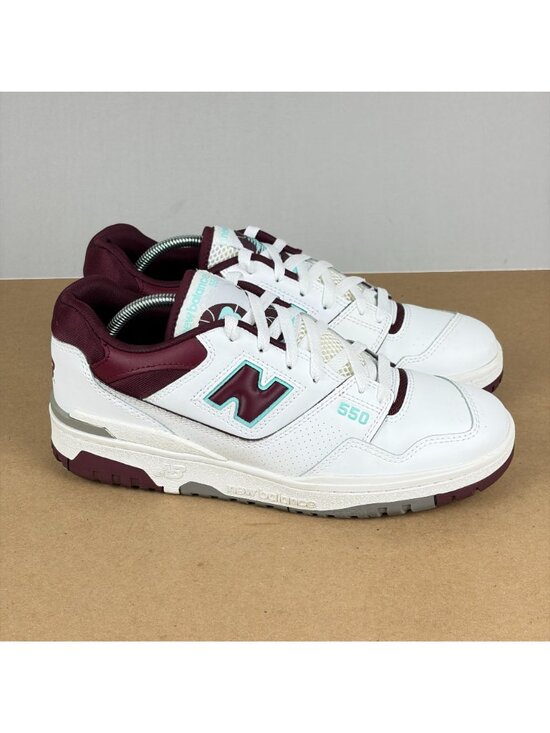 New Balance 550 Burgundy Athletic Shoes Mens 9 White Leather Low Top Lace Up main image 8